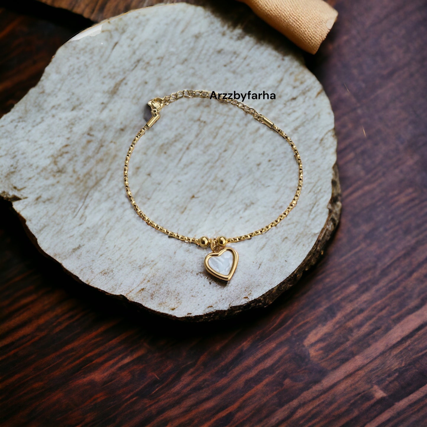 White Heart Charm Bracelet