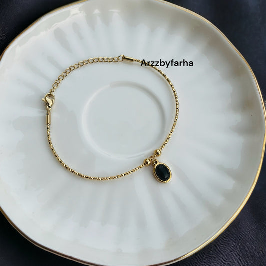Gold Plated Black Charm Bracelet