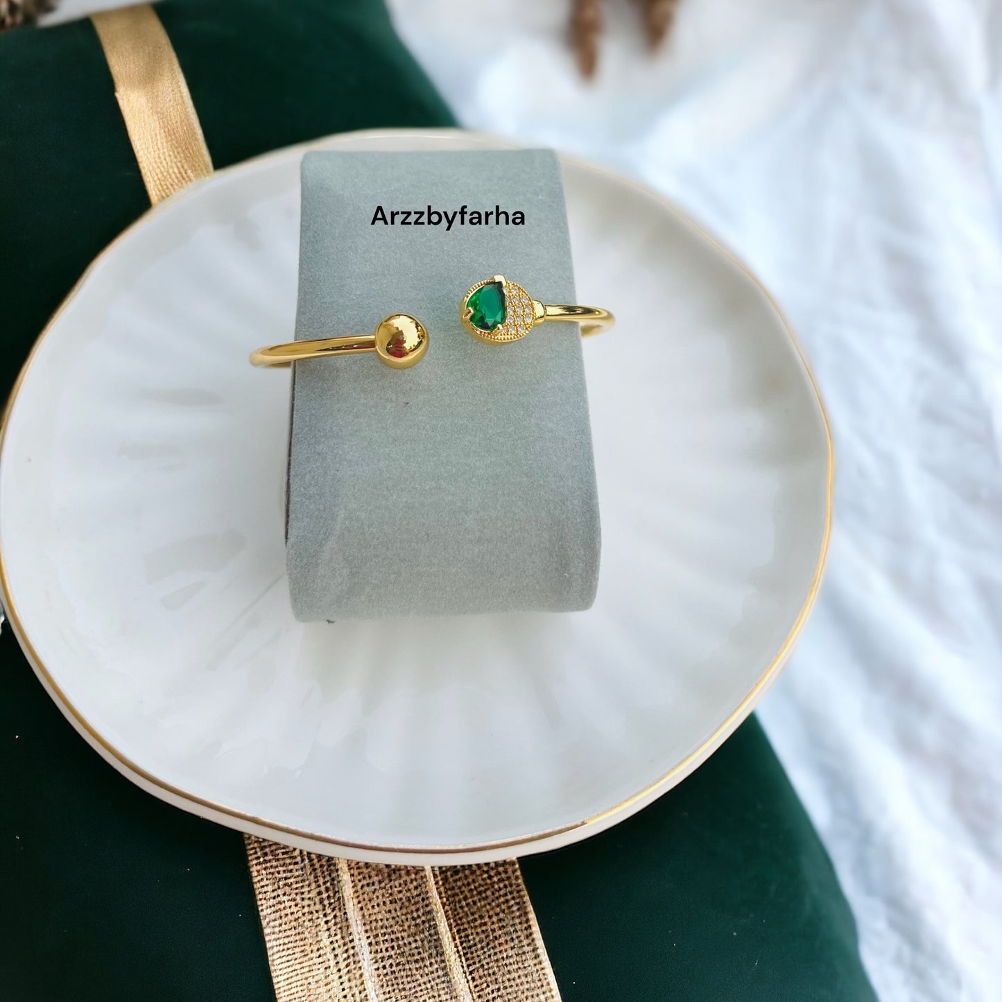 Green Stone Cuff Bracelet
