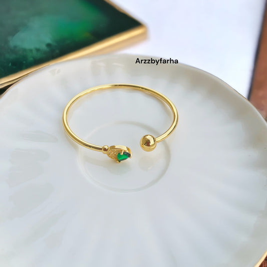 Green Stone Cuff Bracelet