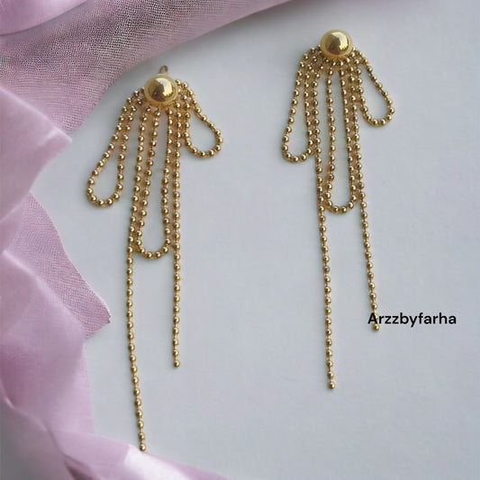 Bow Beads Chain Earrings