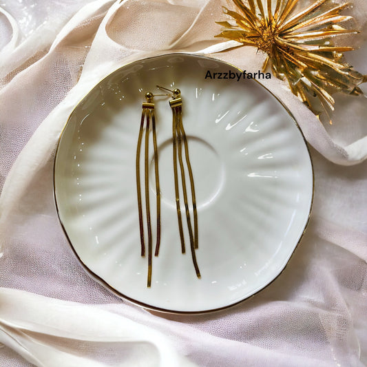 Stone Gold Tassel Earrings