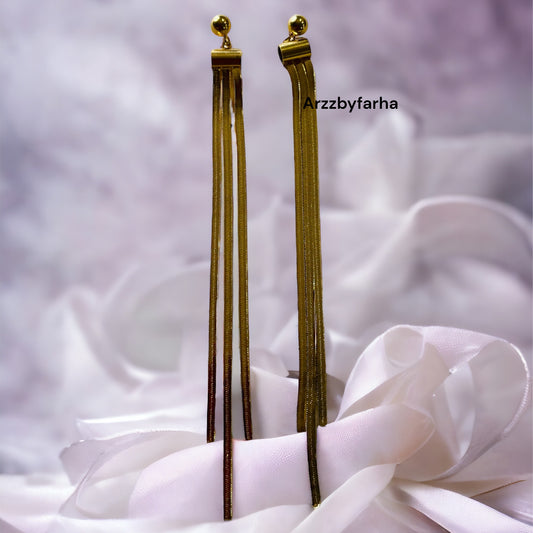 Stone Gold Tassel Earrings