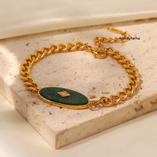 Classy Green Stone Gold Bracelet
