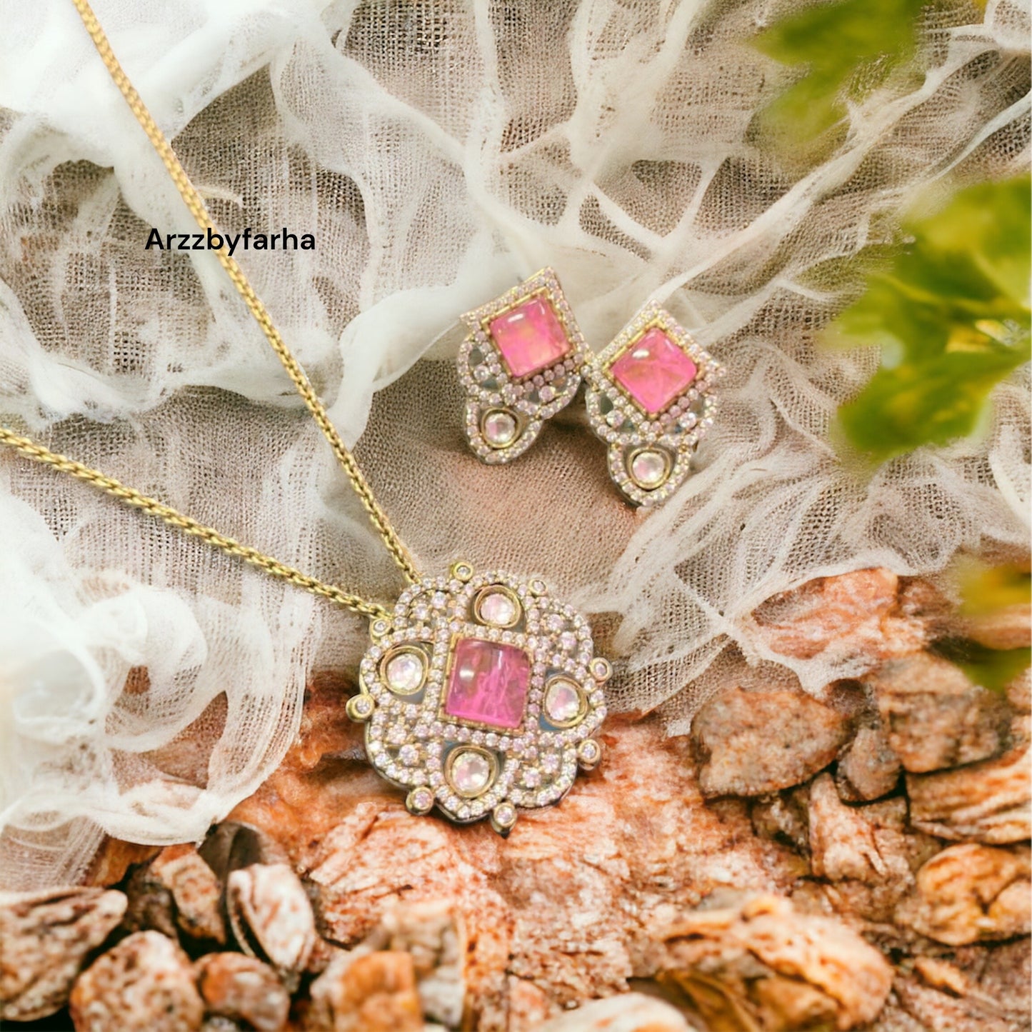 Moissanite Polki Pendant Necklace Set