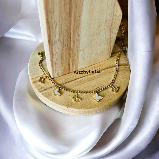 White Butterfly Charm Bracelet