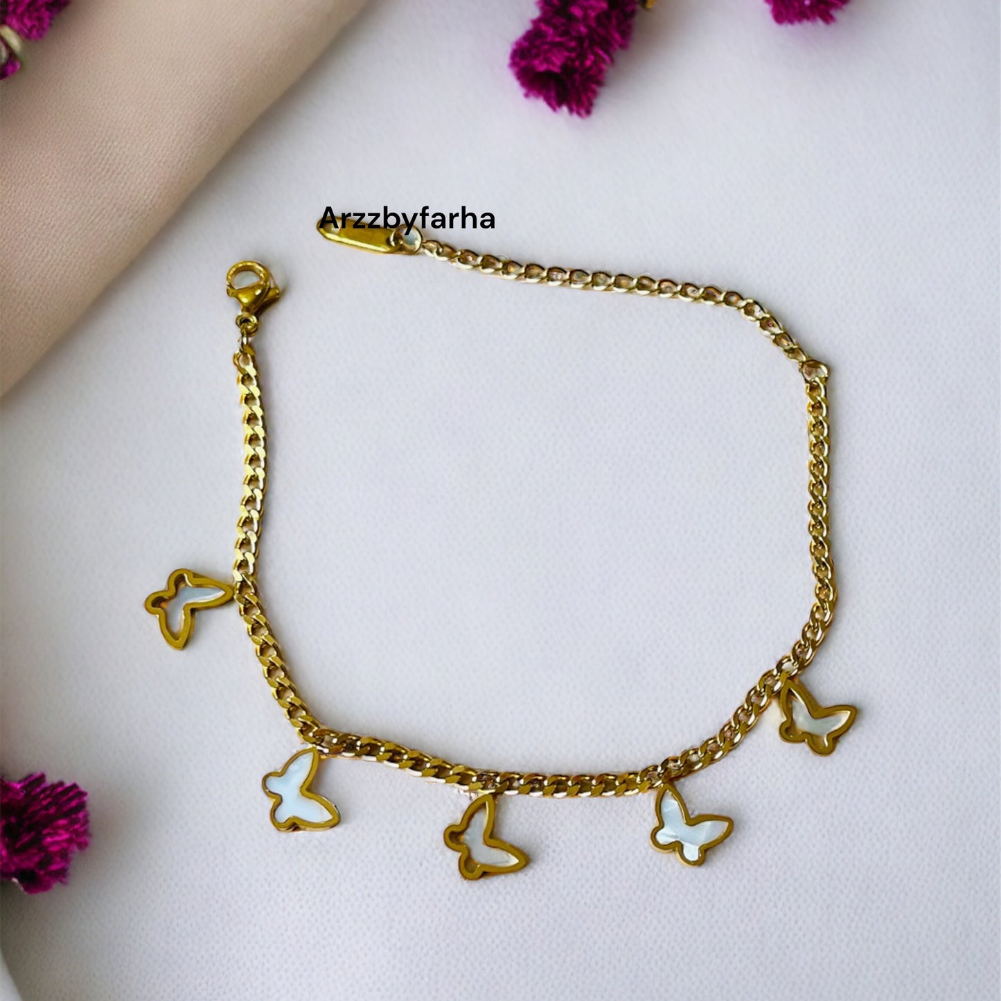 White Butterfly Charm Bracelet