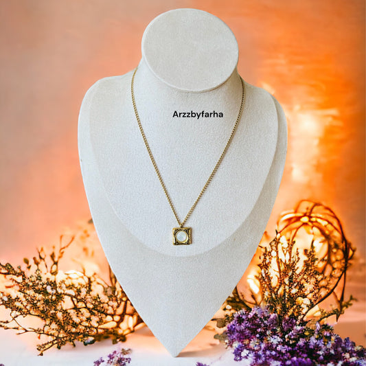 Square Pendant Gold Necklace