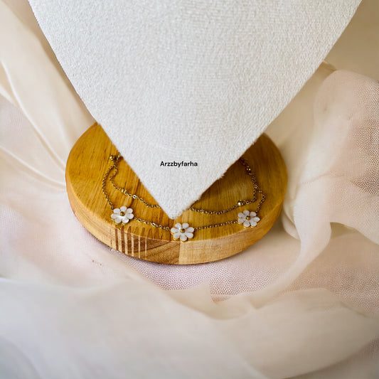 White Flower Charm Bracelet