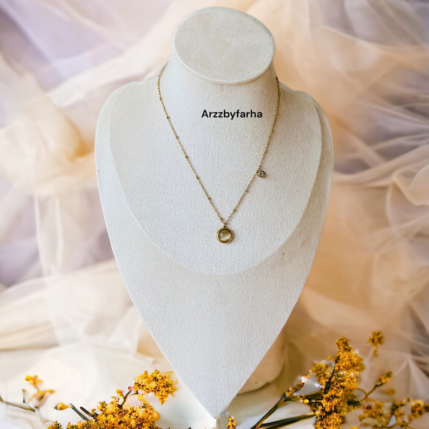 White Stone Crystal Chain Necklace