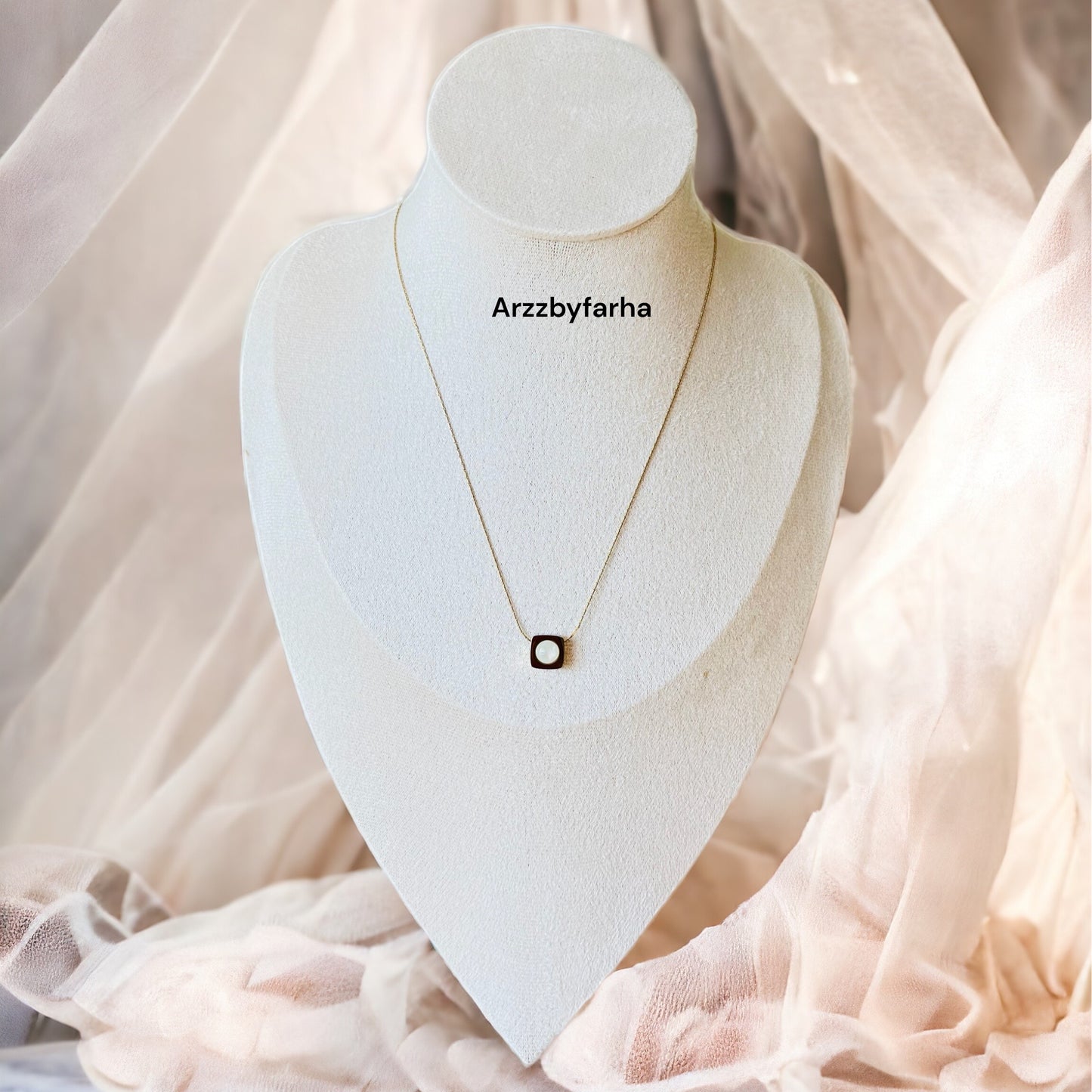 Square Pearl Pendant Necklace