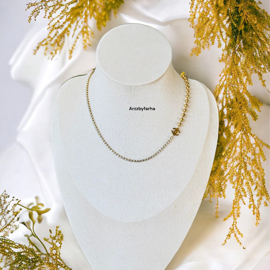 Crystal & Gold Beads Necklace