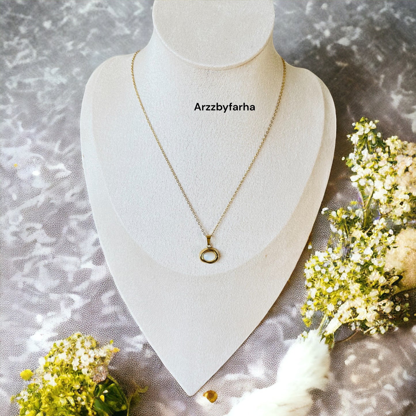 White Stone Chain Necklace
