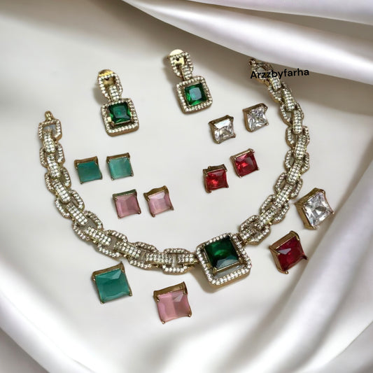 5 in 1 Stone Changeable Necklace Set