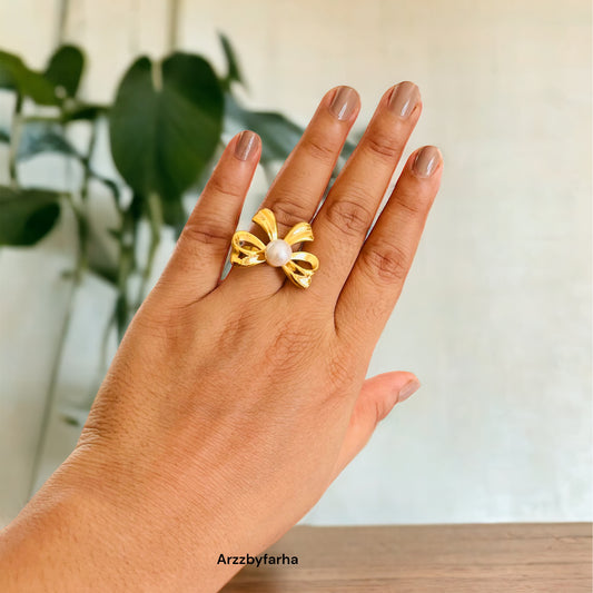 Gold Plated Bow Finger Ring