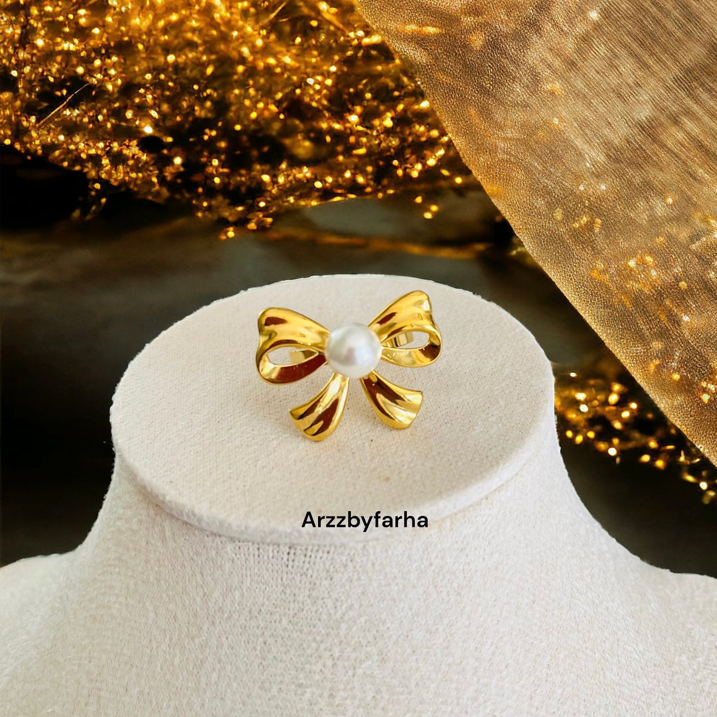 Gold Plated Bow Finger Ring
