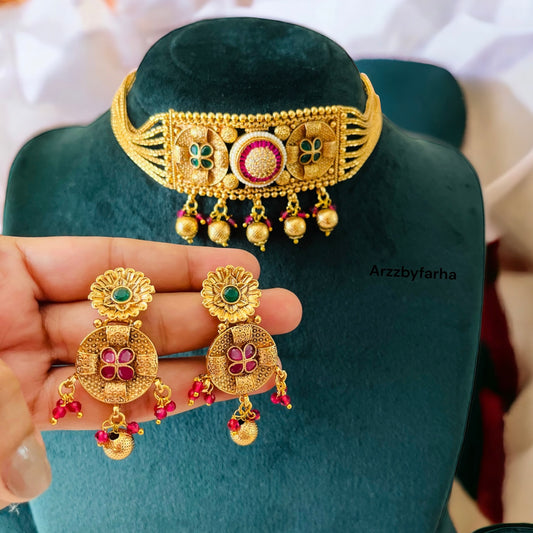 Gold Beads Choker Set