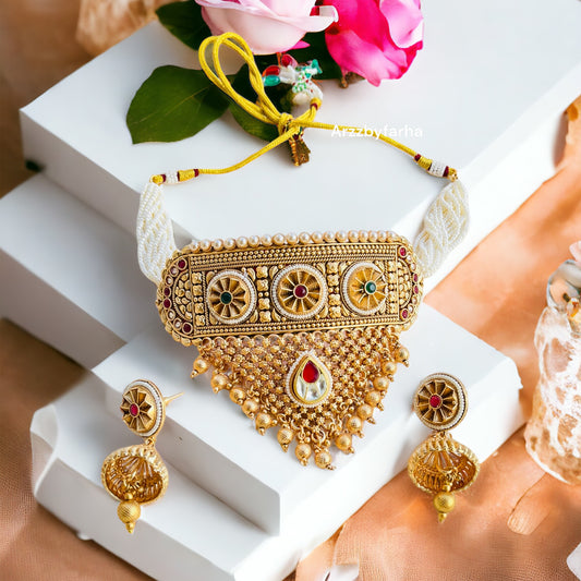 Kundan & Pearl Gold Choker Set
