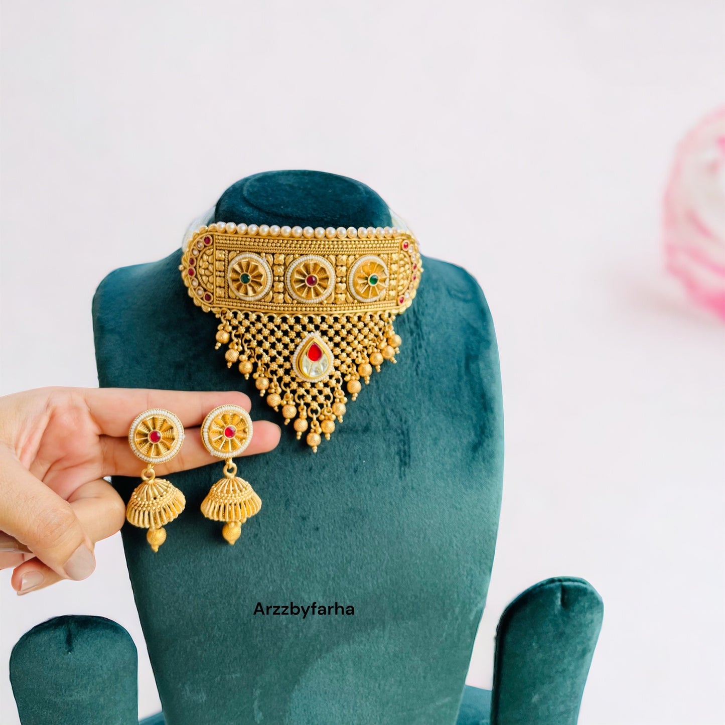 Kundan & Pearl Gold Choker Set
