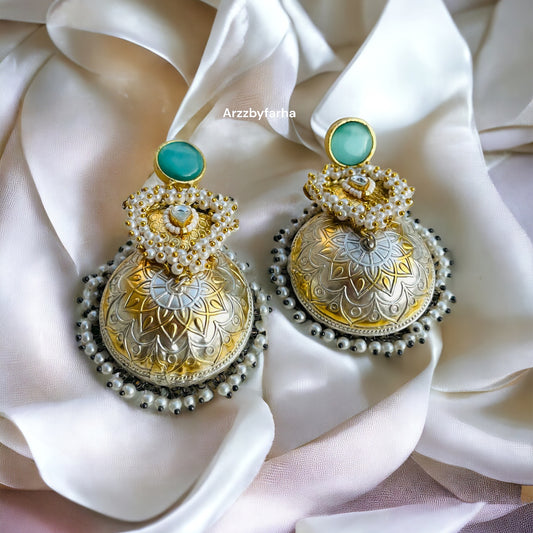 Dual Tone Sea Green Big Jhumka