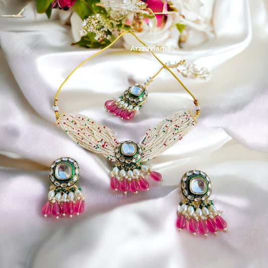 Kundan & Beads Chid Pearl Necklace Set