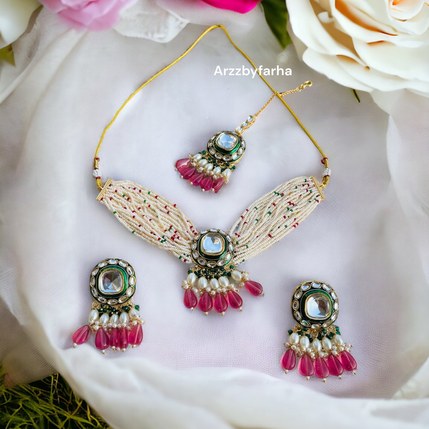 Kundan & Beads Chid Pearl Necklace Set