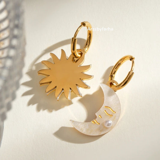 Luxe Sunshine Moon Hoop Earrings