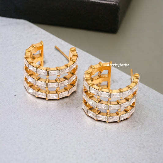 18k Gold AD Hoop Studs Earring