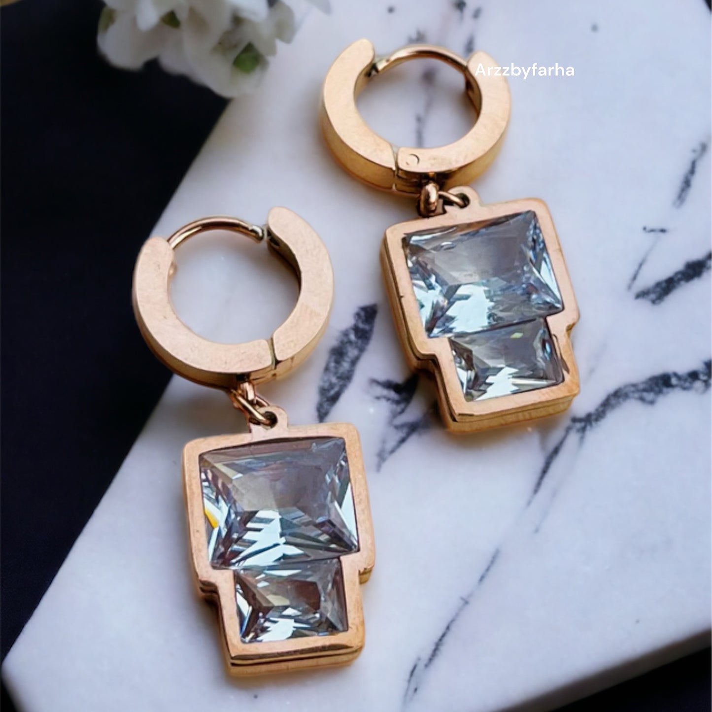 Rose Gold Hoop Drop Earrings