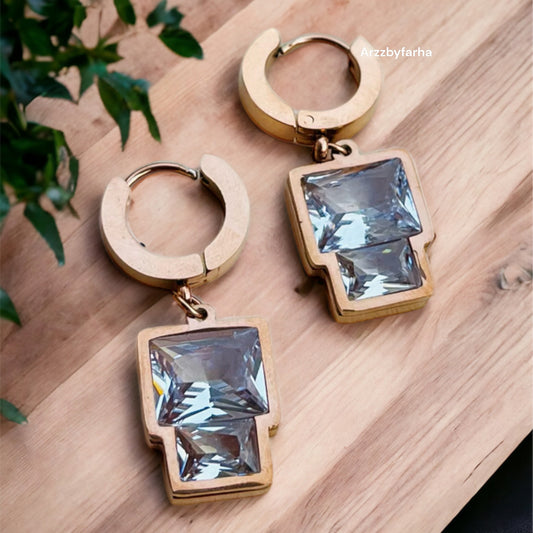 Rose Gold Hoop Drop Earrings