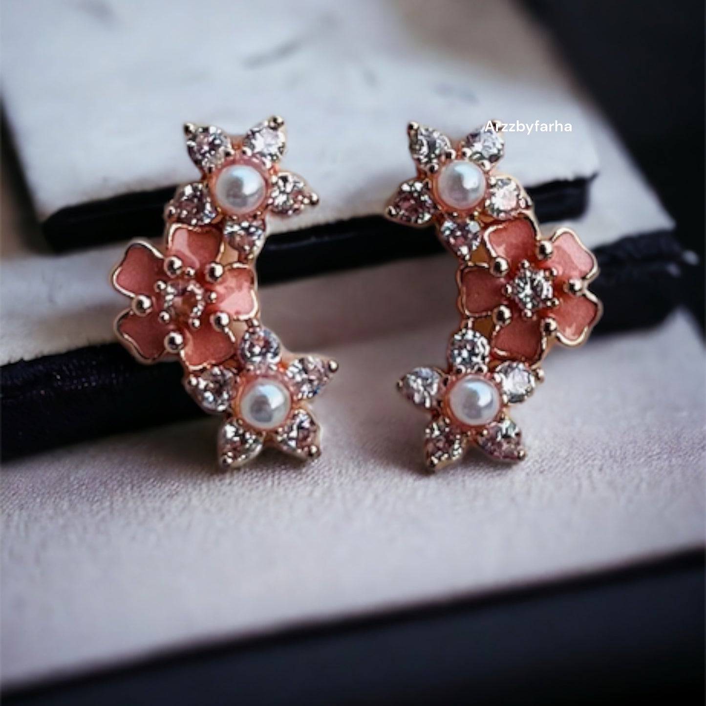 Rose Gold Flower Studs Earrings