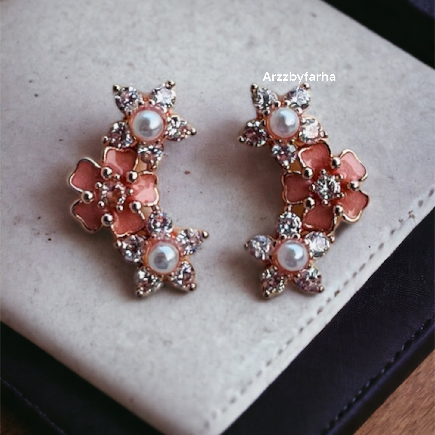Rose Gold Flower Studs Earrings