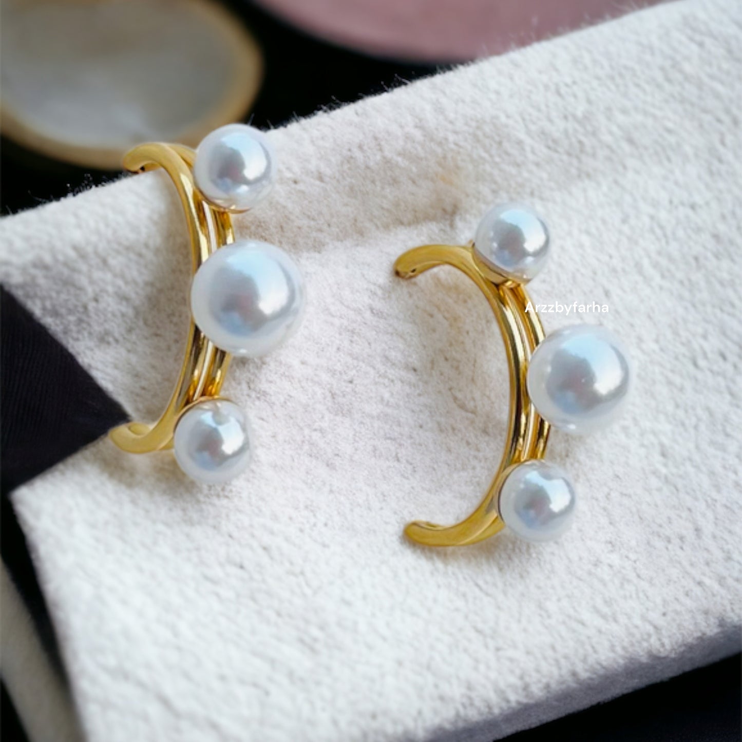 Pearl Studded Hoop Earrings