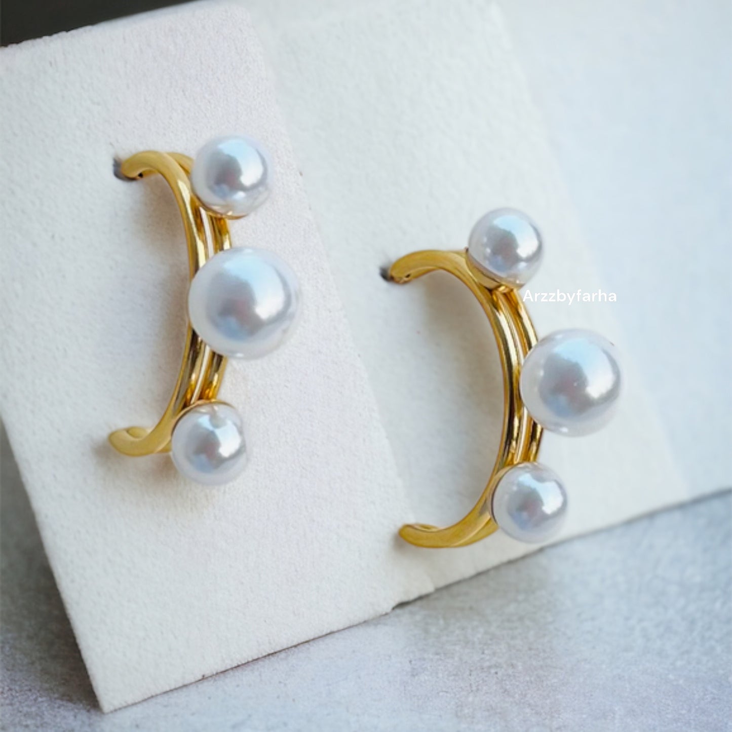 Pearl Studded Hoop Earrings