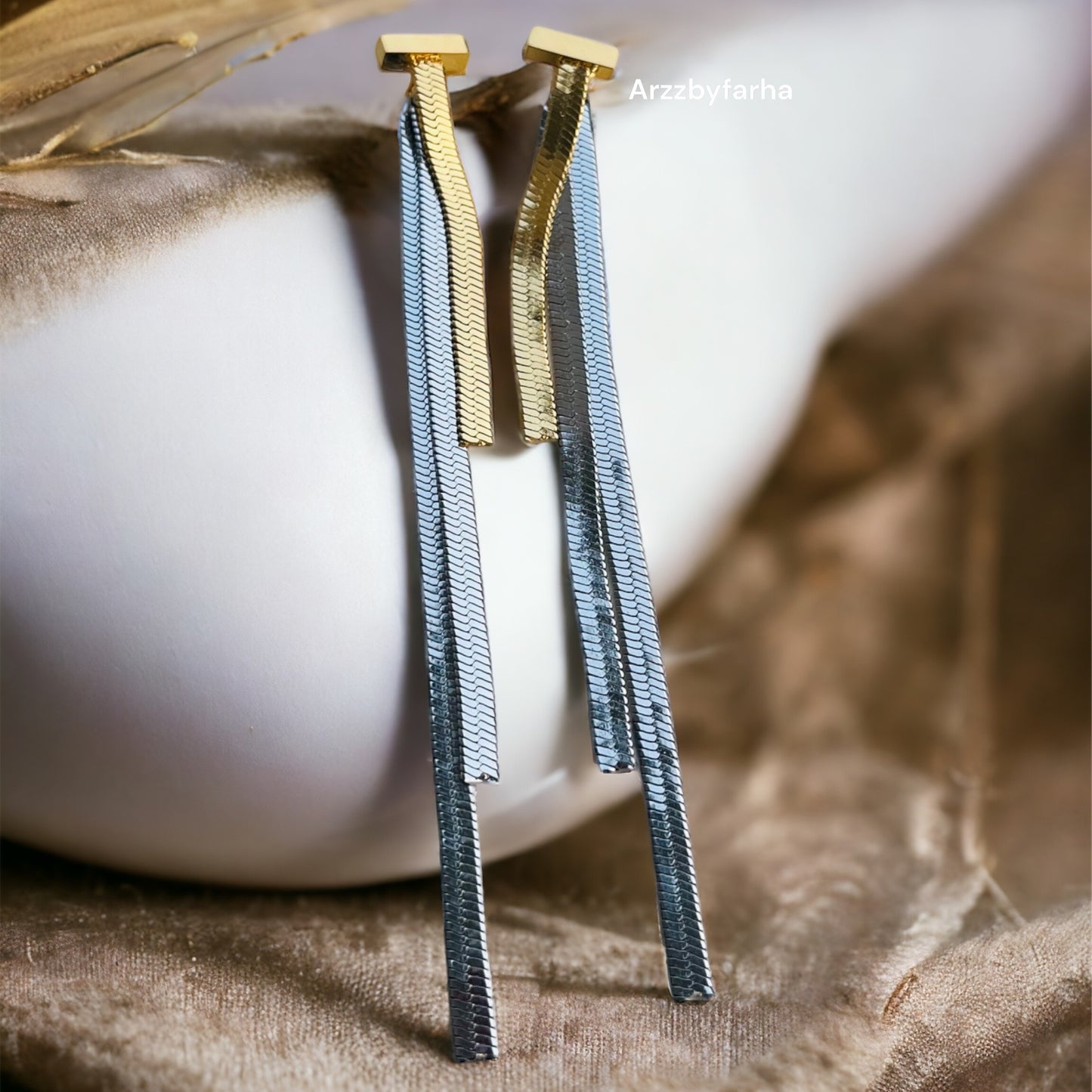 Dual Tone Tassel Earrings