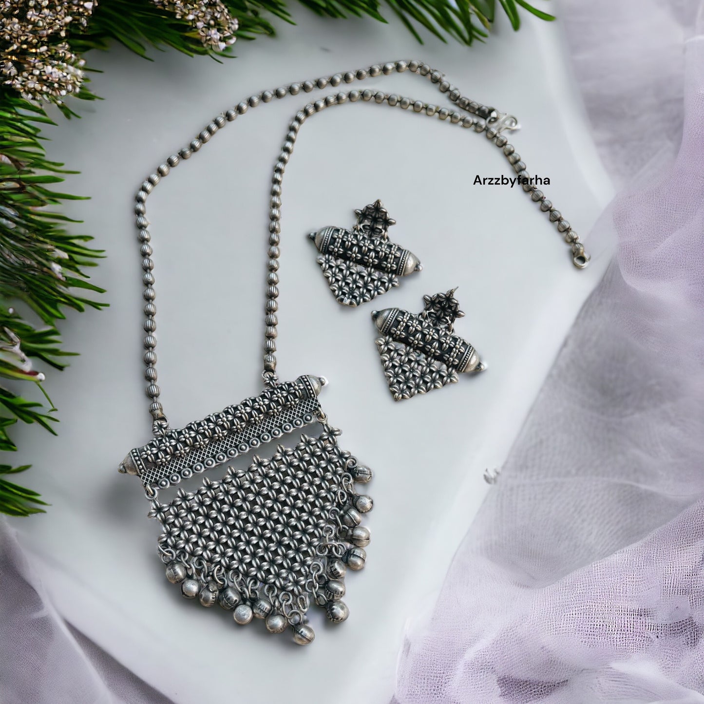Oxidised Long Necklace Set