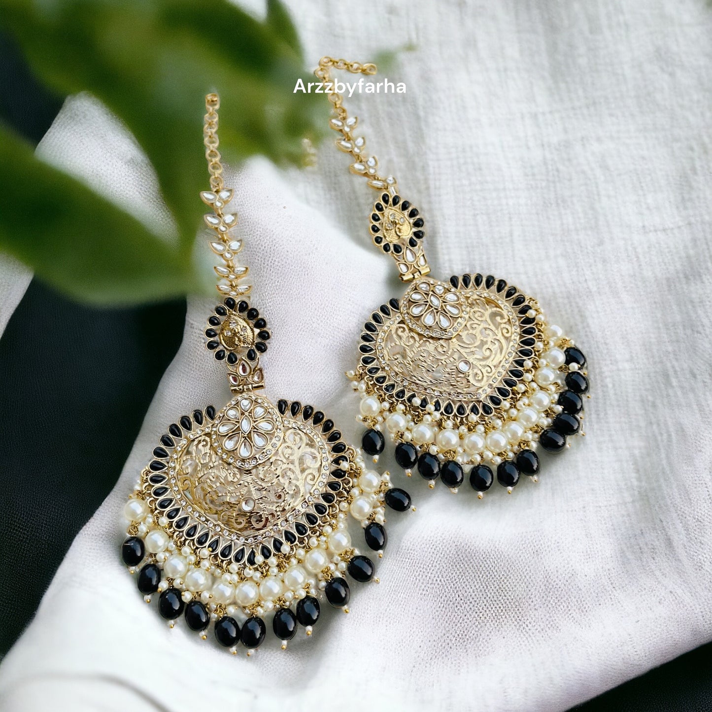 Punjabi Big Dangler Black Earrings
