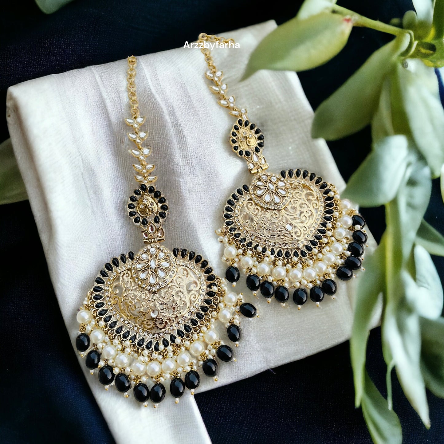 Punjabi Big Dangler Black Earrings