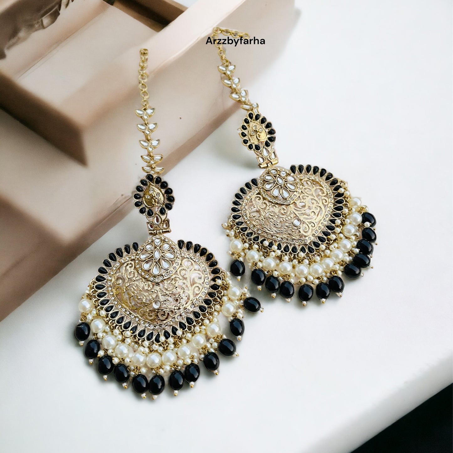 Punjabi Big Dangler Black Earrings