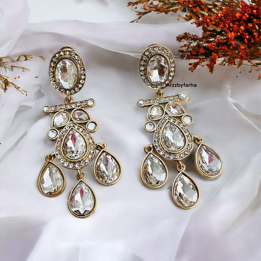 Crystal White Dangler Earrings