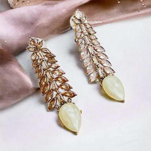 Leaf Shaped White Earrings