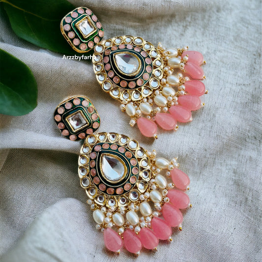 Kundan Baby Pink Earrings
