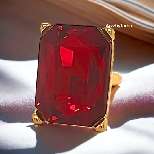 Red Stone Statement Finger Ring