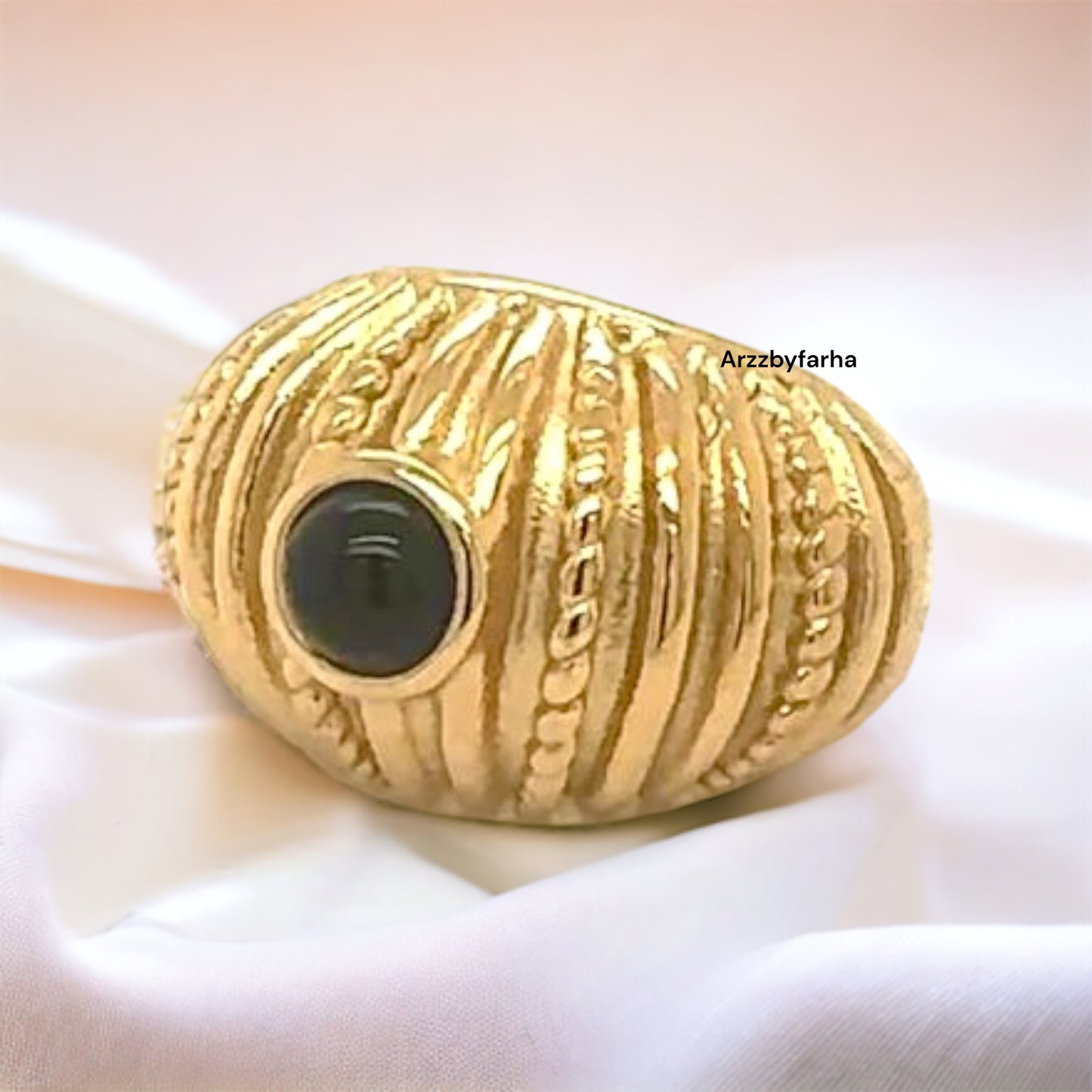 18k Gold Plating Statement Black Finger Ring