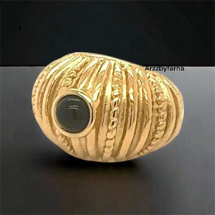 18k Gold Plating Statement Black Finger Ring