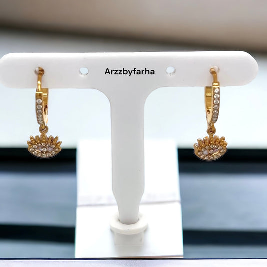 18k Gold Evil Eyes Drop Earrings