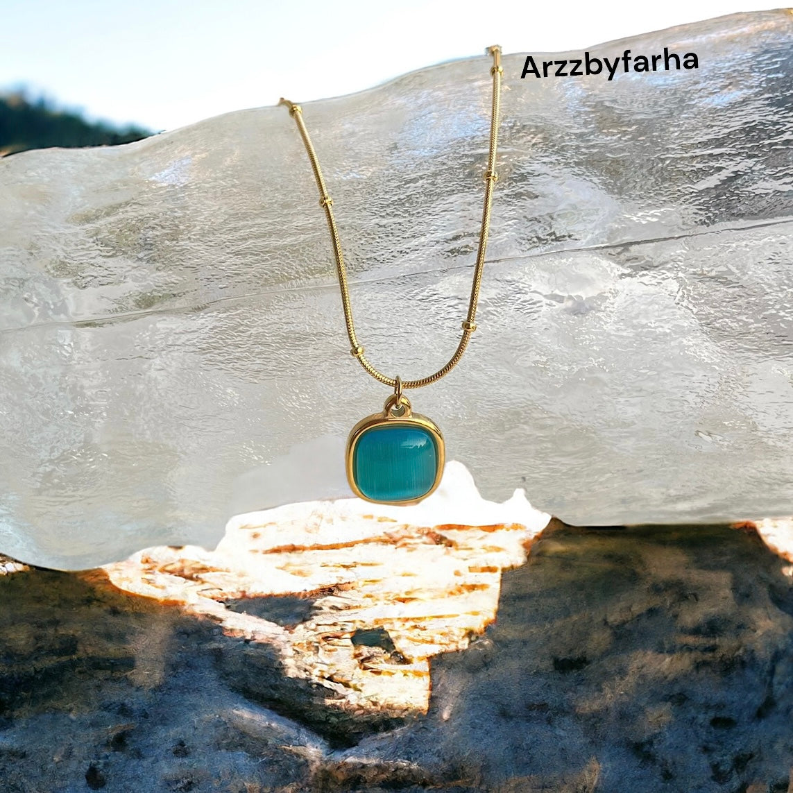 Sky Blue Stone Pendant Necklace