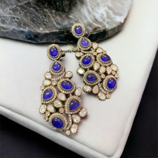 Celeb Inspired Statement Blue Earrings