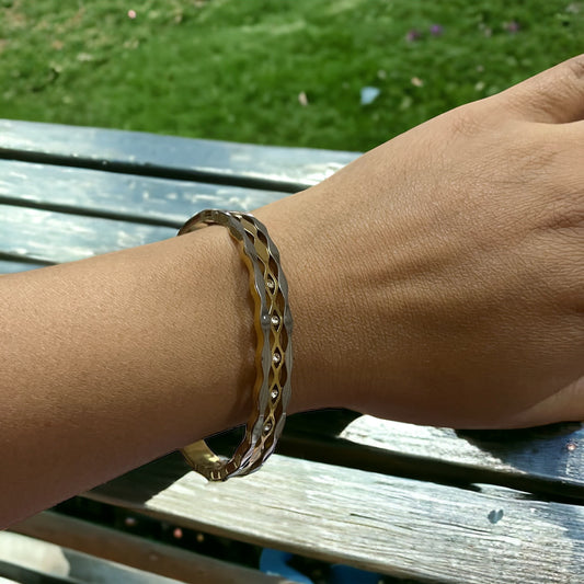 Dual Tone Cuff Bracelet