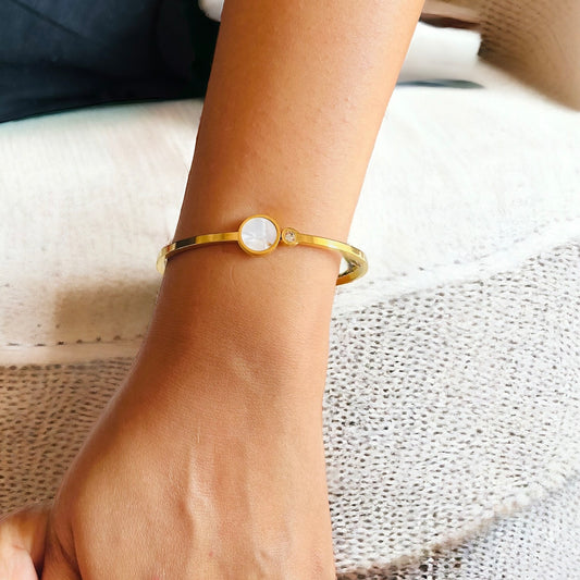 White MOP Cuff Bracelet